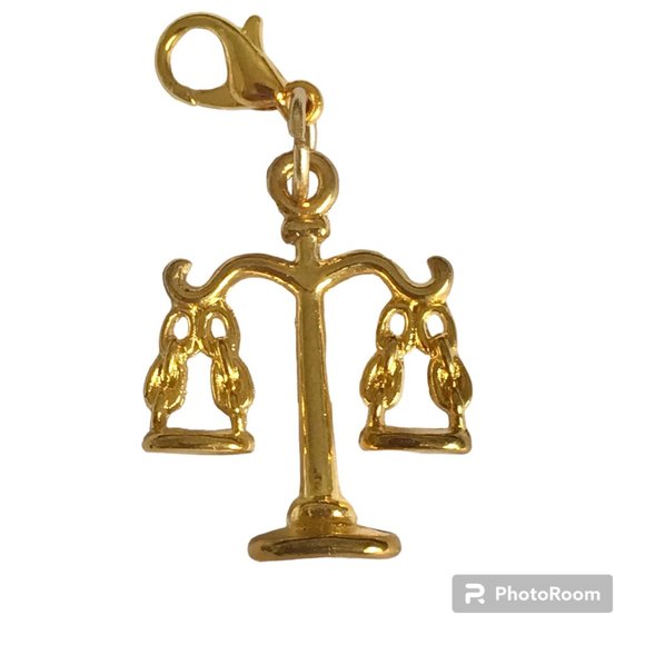 50 BULK Scales of Justice Charms double Sided Puffed